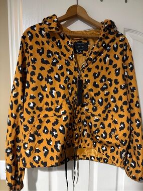 IRIS-  Leopard-Print Anorak Jacket in Mustard, Black & White